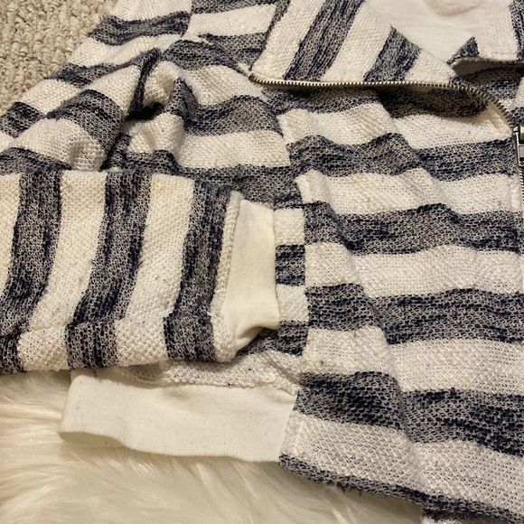 Sanctuary Navy Stripe Moto Asymmetrical Zip Jacket - Picture 5 of 5